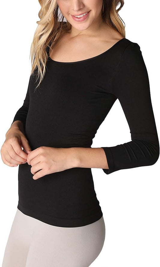 3/4 Sleeve Scoop Neck Top