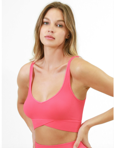 Ribbed Crossover Bra Top