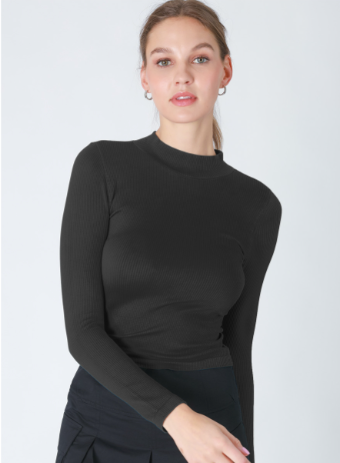 Ribbed Mock Neck Top