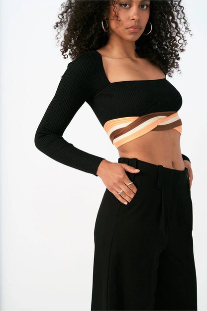 Apricot Knit Crop